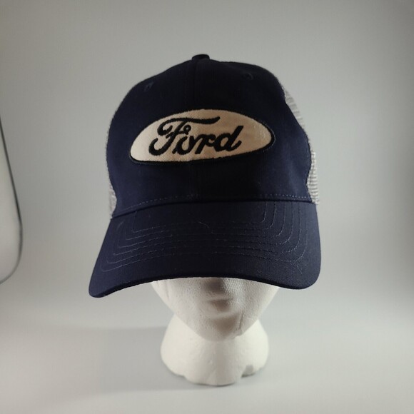 Officially Licensed Ford Blue Mesh Snap Back Trucker Hat Cap Classic Oval Logo - Picture 1 of 8